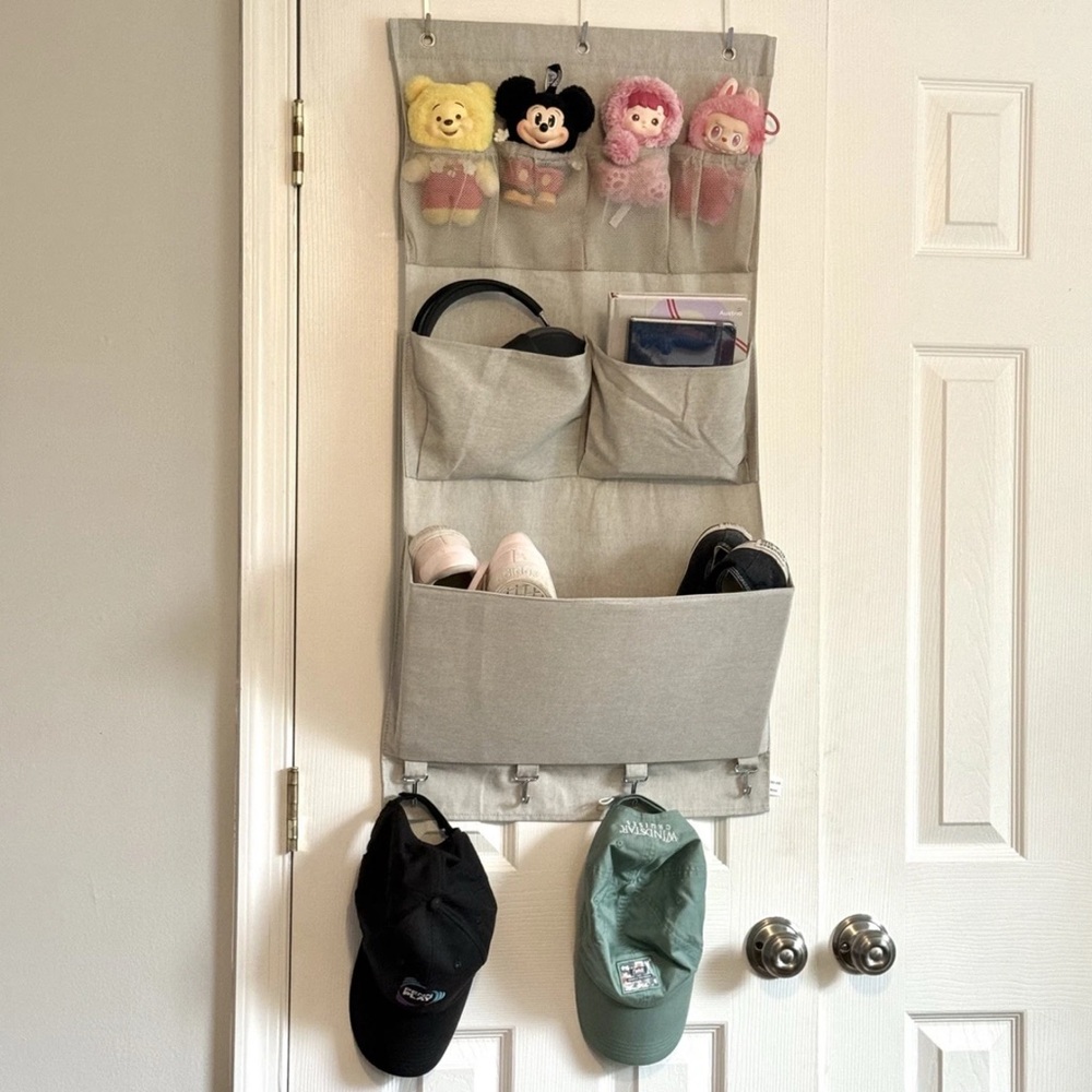 Brightroom Over-the-Door Organizer with Hooks - Gray - 36”x 17.75”x 4.5” NEW